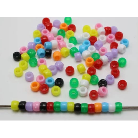 U8MO 1000 Mixed Color Acrylic Tiny Barrel Pony Beads 4mm-6mm for Kandi Bracelets-Mixed Opaque Color 6X4mm