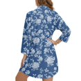 thumbnail image 6 of Renewold Swimsuit Coverup for Women Long Sleeve Button Up Shirt Breathable Button Down Shirts for Women Shirt Lightweight Resort Wear with Pockets Fashion Beach Tops, Blue White Floral Print, S, 6 of 7