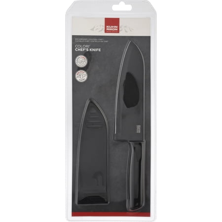 Kuhn Rikon Chef's Knife with Safety Sheath, 6 Inch, Black