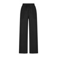 thumbnail image 5 of AHTJRT High Waist Linen Pants for Women Casual Elastic Drawstrings Trousers with Pockets Breathable Straight Wide Leg Slacks Pants Black XL, 5 of 10