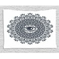 thumbnail image 1 of Occult Decor Tapestry, Vintage Circular Occult Pattern Knowledge of the Hidden Third Eye Providence Symbol, Wall Hanging for Bedroom Living Room Dorm Decor, 60W X 40L Inches, Grey, by Ambesonne, 1 of 2