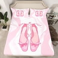 thumbnail image 2 of Feelyou Girly Pink Shoes Full Size Sheets for Teens, Cute Ballet Princess Bed Sheets, Cartoon Bow-tie Bowknot Sheet Sets, Lightweight Room Decor, 4pcs, 2 of 7