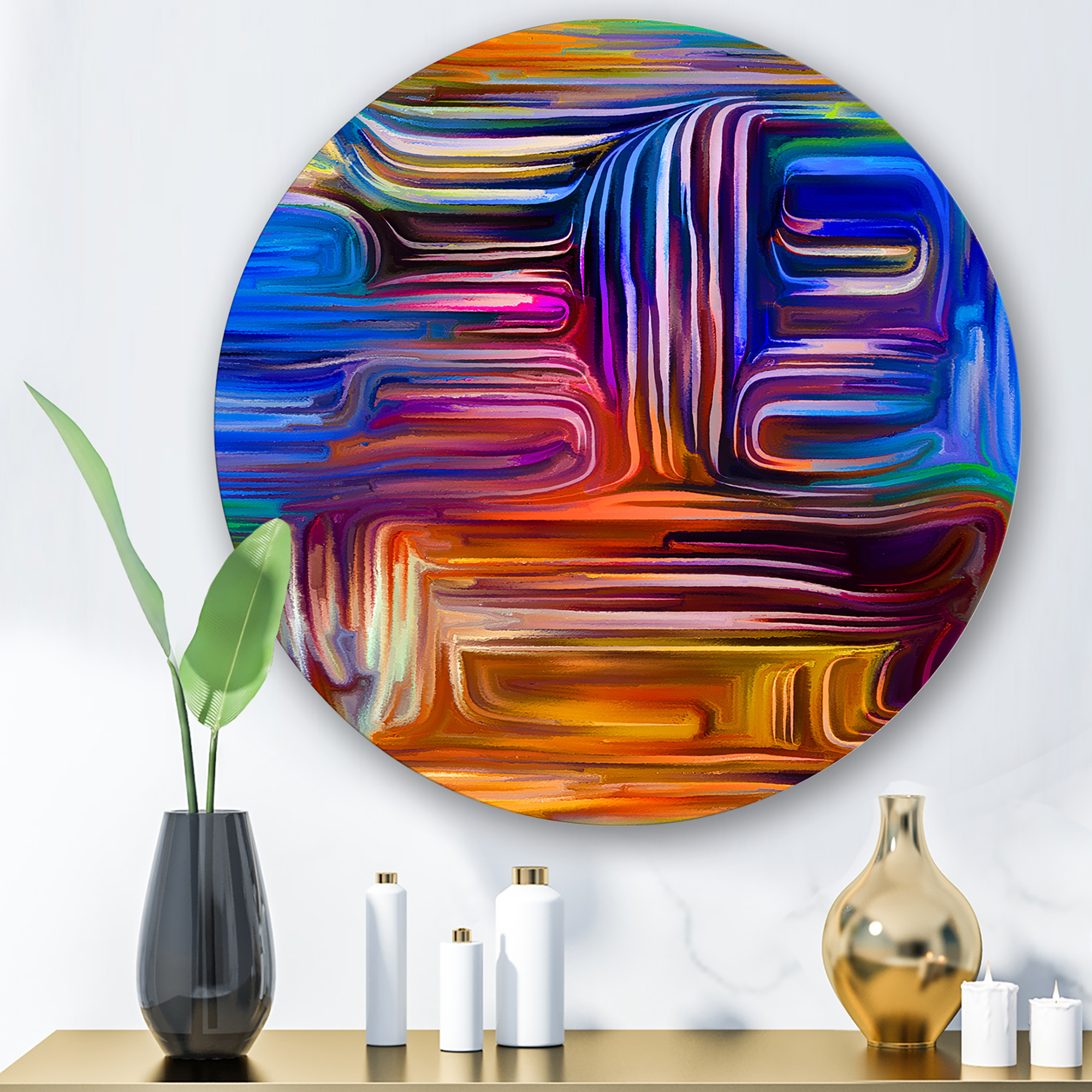 Designart 'Colour Spiral Fusion V' Modern Circle Metal Wall Art 23x23 - Disc of 23