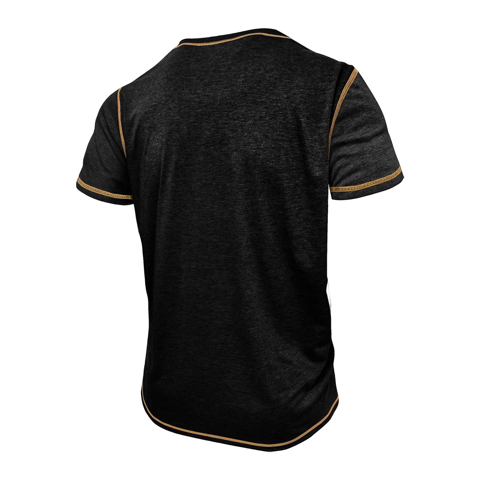 Dolkfu Men's Shirts Henley Cotton T Shirt Short Sleeve Button Black Pocket Men's T-Shirts S