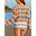 thumbnail image 6 of Cueply Crochet Swimsuit Coverup for Women Striped Swimwear Bathing Suit Beach Cover Up Top, 6 of 7