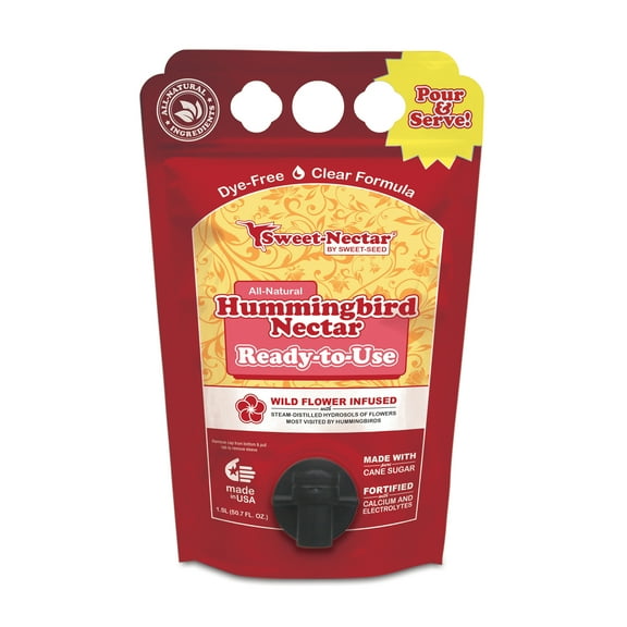 Sweet-Seed Sweet-Nectar® Ready-to-Use Hummingbird Nectar, Dye-Free, 50.7 fl oz Pouch