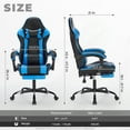 thumbnail image 2 of Ergonomic Gaming Chair with Footrest,PVC Leather Video Game Chair for Adults,Headrest & Lumbar Support,Adjustable Backrest,Black+Blue, 2 of 8