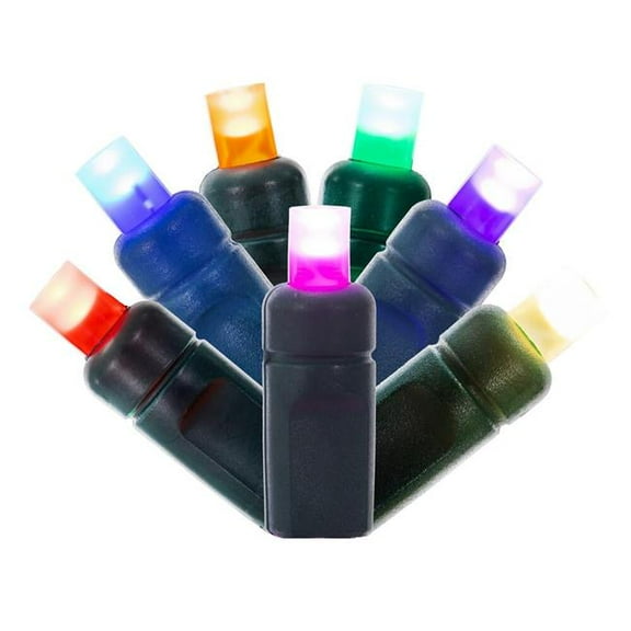 Vickerman X6G6500F 50 Light Frosted Wide Angle Single Mold End-Connecting LED Light Set with 22 Gauge Green Wire - Multicolor