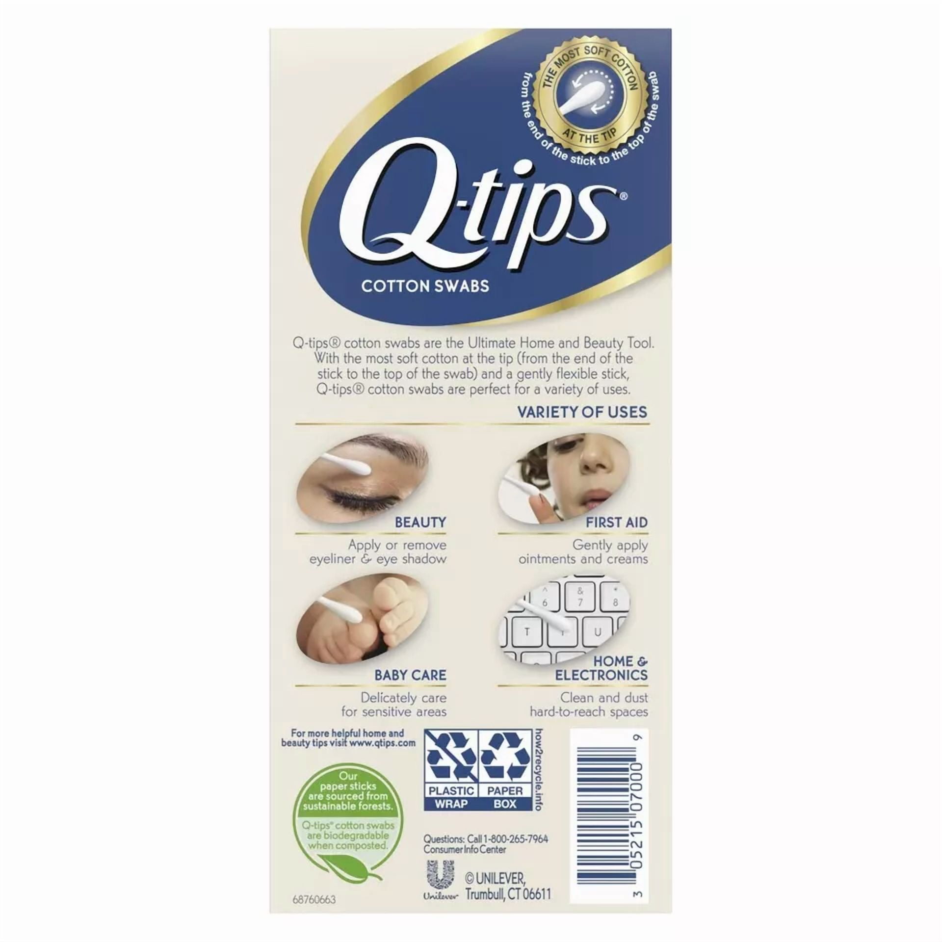 Q-tips Soft Cotton Tips Swabs Beauty & Personal Care 170 Count (Pack of 6)