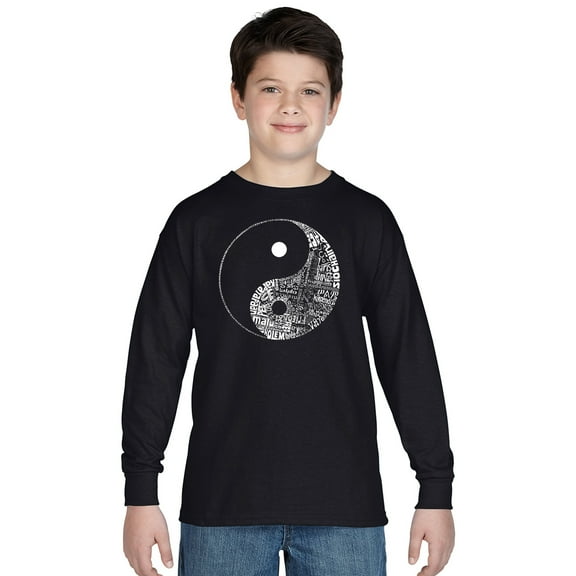 LA Pop Art Boy's Word Art Long Sleeve - YIN YANG