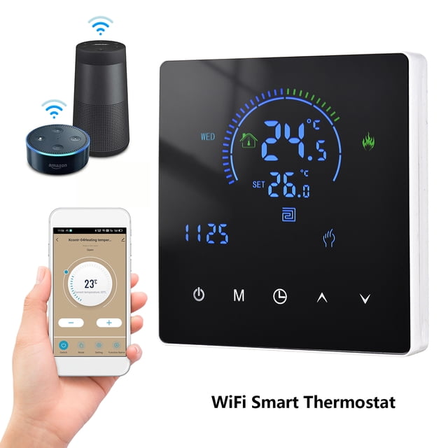 Smart Thermostat, Wifi Smart Intelligent Thermostat Digital Thermostat Wifi Thermostat With LCD Display Touch Button Programmable App Remote Control for Home Office School Hotel