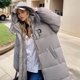 thumbnail image 4 of Chaqueta y abrigos casuales con capucha de manga larga para mujer, moda, con cremallera, manga larga, largo medio, hasta la rodilla, de algodón grueso para invierno, abrigo para mujer, 4 of 6