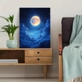 thumbnail image 5 of Qisvanset 12x16 Inch 2D Flat Framed Canvas Art, Glowing Full Moon Starry Cloud Mystical Nature Inspired Home Wall Decor, 5 of 5
