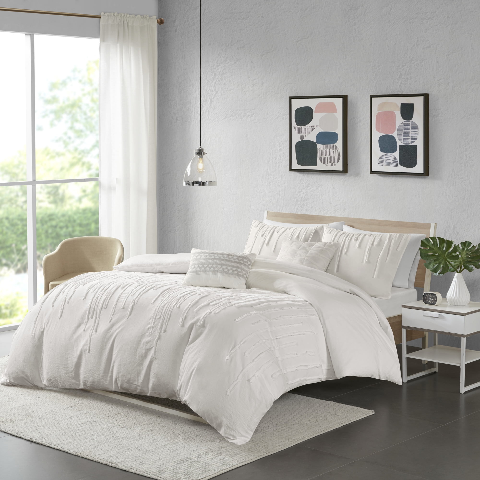 Home Essence Apartment Makenna Cotton Duvet Cover Set, King/Cal King, Ivory