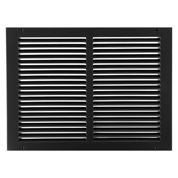 14'' x 10'' [Duct Opening] Flat Stamped Steel Return Air Grille - Sidewall and Ceiling - HVAC Vent Duct Cover - Black [Outer Dimensions: 15.75''w X 11.75''h]