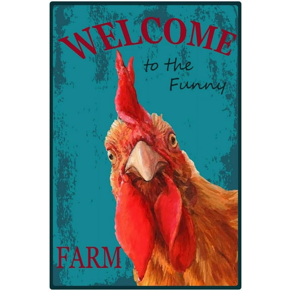 Chicken Coop Sign Vintage Farm Sign Farmhouse Decor Wall Art Poster Metal Retro Plaques for Coop Farm Yard Outdoor Garden Thanksgiving 8 x 12 Inch-Welcome to The Funny Farm