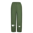 thumbnail image 5 of HAPIMO Capri Cotton Linen Pants Petal Tube for Women Retro Heart Shape Elastic Waist Trousers Leisure Relaxed Daily Trendy Clothes Green L, 5 of 5