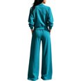 thumbnail image 3 of 2 Piece Sets for Women Zip Up Mock Neck Jacket and Wide Leg Pants Tracksuit Regular Breathable Athleisure Outfits ,L, 3 of 3