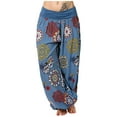thumbnail image 2 of CEHVOM Womens Loose Print Ladies Pocket Full Length Pants Trouser Wide Leggings, 2 of 6