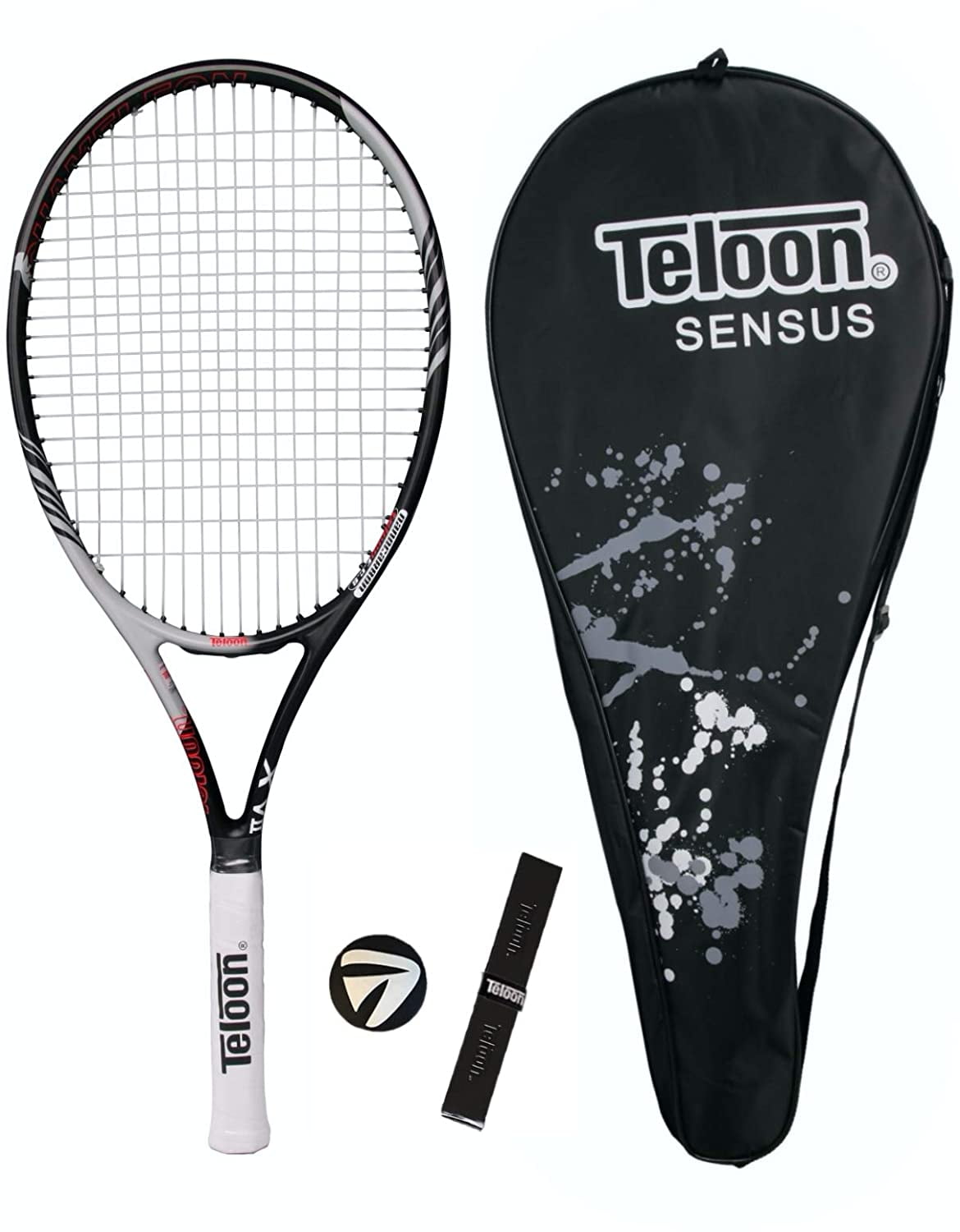 Teloon Sensus Series | Adult Tennis Racquet, Women Tennis Racket Includes Bag Cover, Shock Absorber, Tennis Grip (Black)