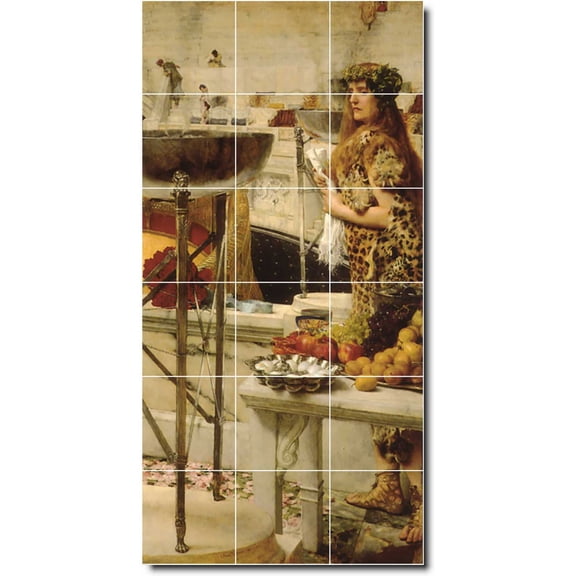 Ceramic Tile Mural-Lawrence Alma-Tadema Historical Backsplash Tile Mural 20. 24" w x 48" h using (18) 8 x 8 ceramic tiles