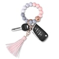 thumbnail image 5 of Womens Silicone Wristlet Keychain with Wood Beads Bracelet Key Ring for Handbags Car Decoration and Girls Women Pendant, 5 of 5