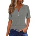 thumbnail image 2 of Fiudx Ofertas de La Semana Camiseta de Color Liso con Cuello En V para Mujer, 2 of 4