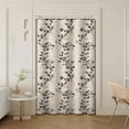 thumbnail image 5 of Retro plant linen shower curtain, black and ivory, textured fabric shower curtain set with cute plant leaf design, modern farmhouse bohemian floral bathroom decor, 5 of 5
