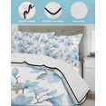thumbnail image 4 of Quilts Full Size Bedding Set, Blue Flowers Lightweight Quilted Comforter, Spring Watercolor Botanical Floral Leaf Plant Soft Reversible Bedspread Coverlet with Pillow Covers for All Season, 78" x 90", 4 of 7