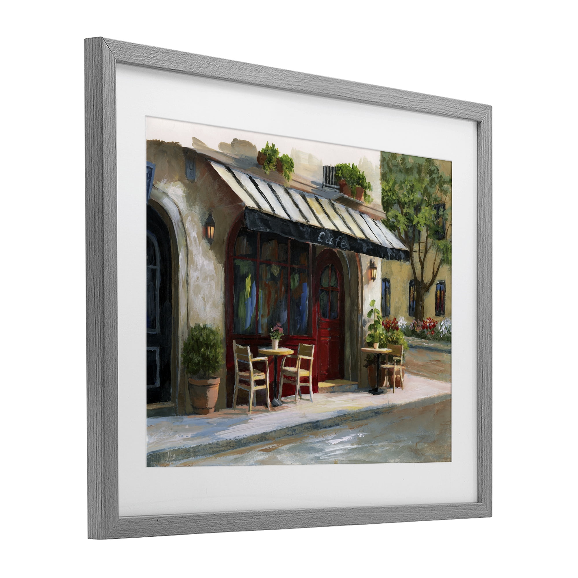 Stupell Industries Charming Sidewalk Cafe Tables Gray Framed Print Under Glass, design by Nan