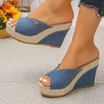 thumbnail image 4 of Samdudou Espadrille Wedges Womens Summer Open Toe Canvas Upper Jute Wrapped Slide Dressy Casual Daily Wear Ladies Outdoor Vacation Beach Shopping Essential Footwear, 4 of 9