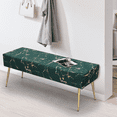thumbnail image 4 of Magshion Rectangular Tufted Velvet Marbling Pattern Ottoman, Entryway Microfiber Shoe Stool, Bedroom End of Bed Bench, Home Footrest Footstool, Green/Gold, 4 of 8