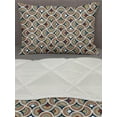 thumbnail image 3 of Geometric Comforter & Sham Bedding Set, Abstract Mosaic with Half Spirals Forming Digital Circle Lace Display, 3 pcs Duvet Set Microfiber Filling Quilt, 5 Sizes, Sepia Ruby Dark Blue, by Ambesonne, 3 of 4