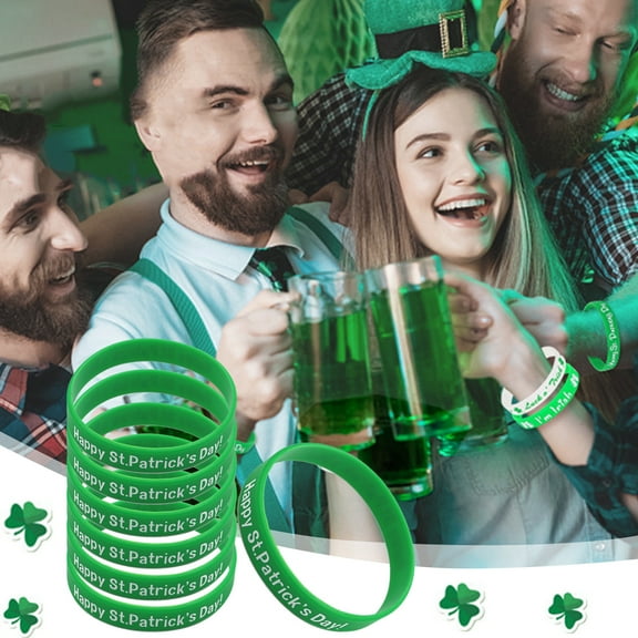 IGEED 24pcs St. Patrick's Day Green Shamrocks Silicone Bracelets,Green Shamrock Rubber Wristbands for Kids Adults,St.Patrick's Day Party Ireland,Spring Party Favors Holiday Decorations Gift