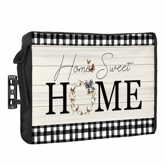 Outdoor TV Cover 48 to 50 Inches, Country Home Sweet Home Black White Plaid Wood Texture Waterproof and Weatherproof TV Cover with Remote Control Pocket, Flat Screen TV Cover Protector for Outside TV