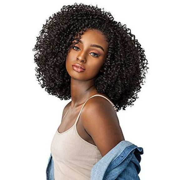 Synthetic Hair Half Wig Weave Curls Kinks & Rule Breaker (1B)