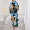 thumbnail image 5 of Disketp Pajamas Set Long Sleeve Sleepwear Womens Button Down Nightwear Pj Sets-Two Brave Cats, 5 of 9