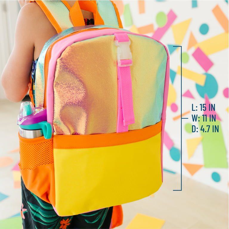 Wildkin Kids Pack-It-All 15 Inch School & Travel Backpack in Orange for  Girls, Front strap for attaching Wildkin's Clip-in Lunchbox, Generously  sized 