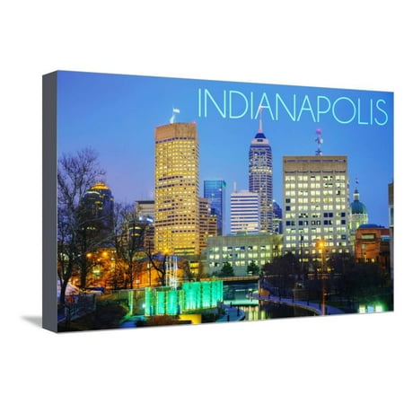 indianapolis indiana skyline at night stretched canvas print wall
