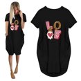 thumbnail image 1 of Qiopertar Robe d'Été Mode Femme Imprimé Mignon Manches Courtes Col Rond Grandes Économies de Vacances! Moins de 5$ jusqu'à 90 % de Réduction, 1 of 7