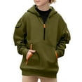 thumbnail image 4 of NAISIBABY Boys Fleece Hoodies with Half-Zipper, Multi-Pockets Long Sleeve Pullover Kids Fashion Hooded Sweatshirt Army Green 5T, 4 of 8
