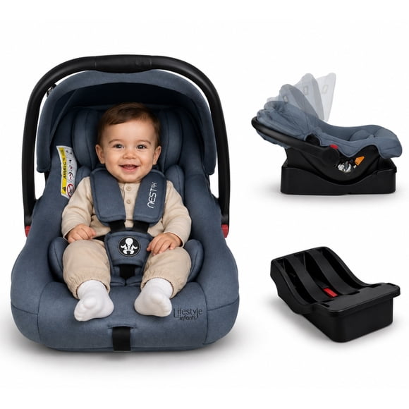 Autoasiento Porta Bebé Infanti NEST Color Gris Con Base Para Carro Grupo 0+