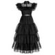 thumbnail image 2 of 2023 Wednesday Addams Cosplay disfraz conjunto niñas negro vestido estampado carnaval fiesta disfraz-con peluca-XL Computadora Computadora Computadora portátil, 2 of 5