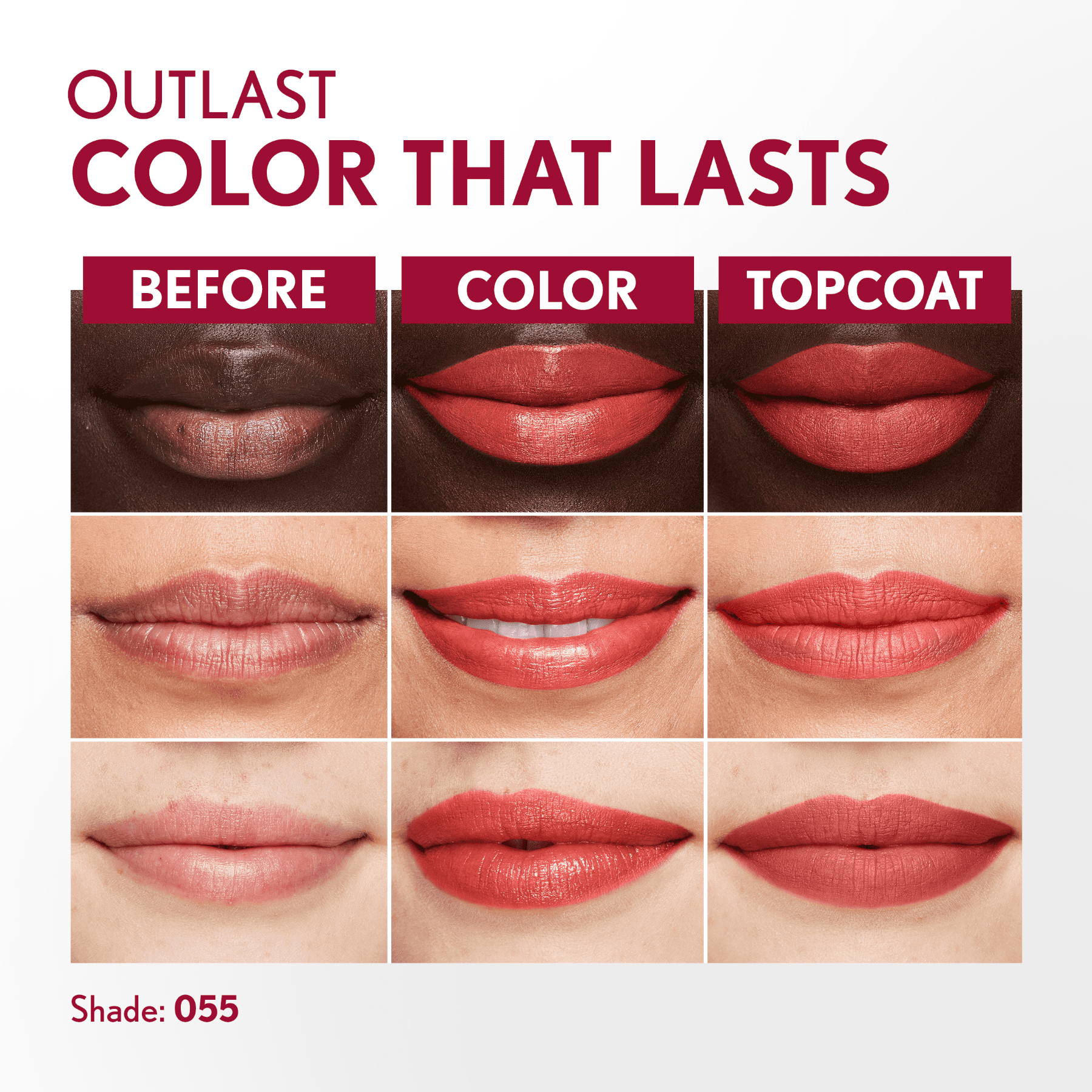 (2 pack) COVERGIRL Outlast All Day Lip Color with Top Coat, Atomic Love 055, 0.06 oz / 0.07 fl oz