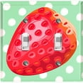 thumbnail image 1 of Metal Light Switch Plate Cover Ripe Red Strawberry Green Polka Dots FUT006, 1 of 13