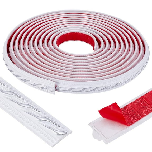 PVC Self-adhesive Flexible Molding Trim Ceiling Molding Wall Trim for Furniture Door Wardrobe Home Decor White 20x7.5mm 5m/roll