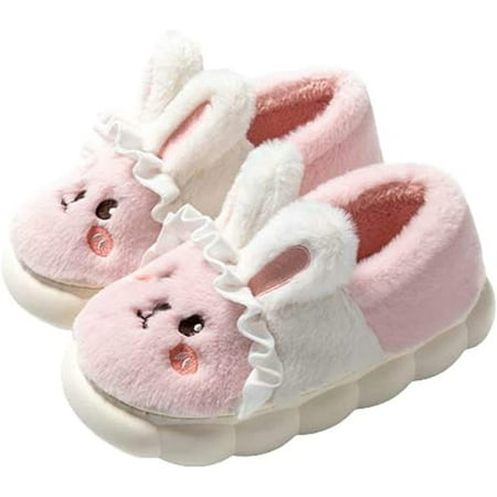 

PIKADINGNIS Cute Rabbit Fluffy House Slippers for Women Girls Warm Soft Heel Cover Kawaii House Shoes Indoor Outdoor