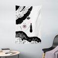 thumbnail image 1 of Teen Room Decor Tapestry, Baroque Woman in Lace Patterned Hat Elegance Old Fashion Stylish Print, Wall Hanging for Bedroom Living Room Dorm Decor, 40W X 60L Inches, Black White, by Ambesonne, 1 of 2