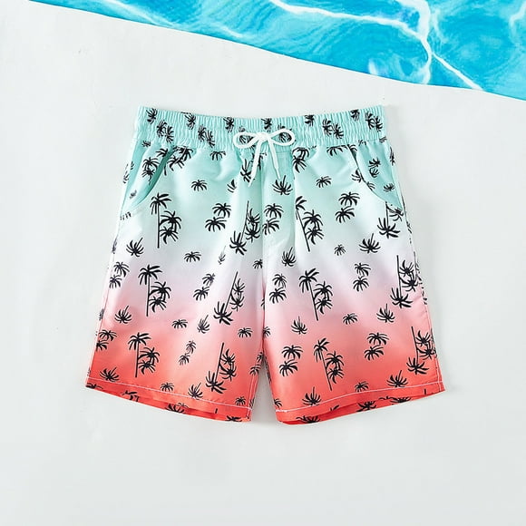 ZHUASHUM Maillots de Bain pour Garçons 13-14 Ans Shorts Imprimé Feuilles d'Été Vêtements de Plage Rose