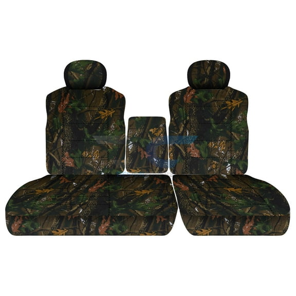 Fits 2001-2003 Ford F-150 Camo Seat Covers 40/60 Bench Opening Console W 2 Headrests: Real Tree
